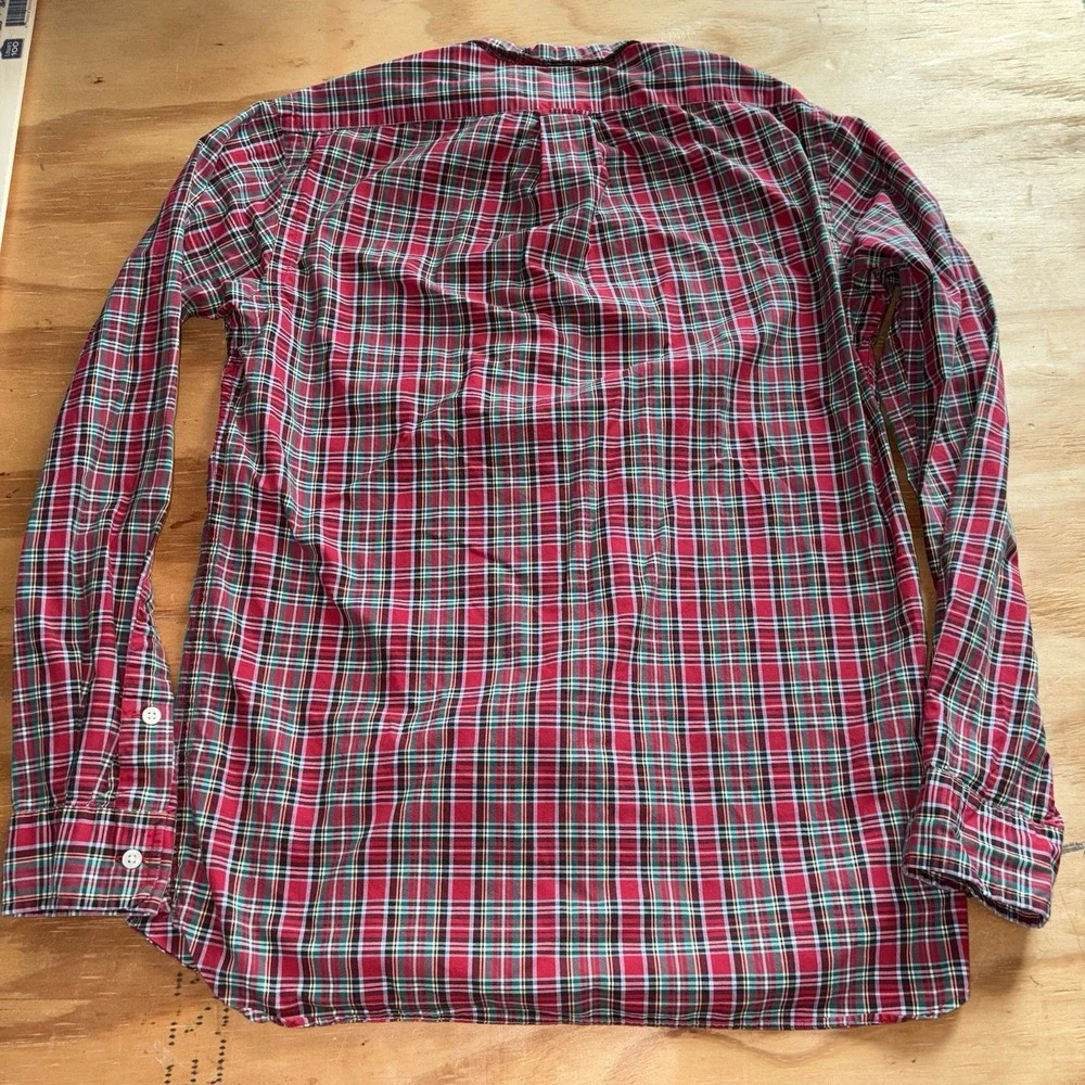 Polo Ralph Lauren Men's Red Green Tartan Plaid Work Shirt One Pocket Small